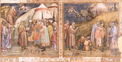 Jacopo di Paolo - Consegna della legge. Punizione dei ribelli al sacerdozio di Aronne.