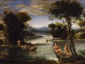 Domenichino - Paesaggio con fiume e barche