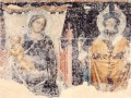 Allievo o seguace di Vitale da Bologna - Madonna col bambino in trono e un santo vescovo 