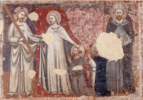 Scuola bolognese metà  XIV secolo - Cristo con Madonna e santi